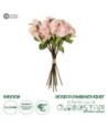 GloboStar® Artificial Garden PINK ROSE BOUQUET 21081 Τεχνητό Διακοσμητικό Μπουκέτο Τριαντάφυλλα Ροζ Y36cm